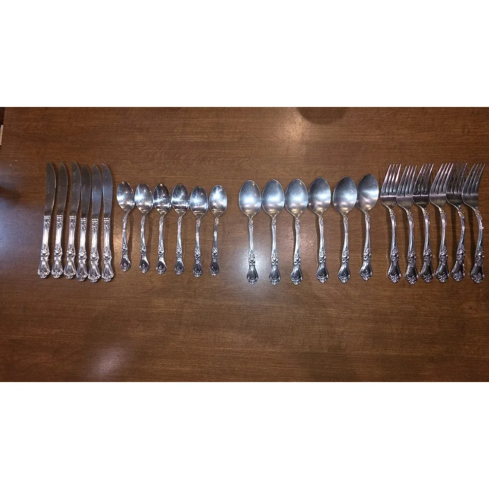 Rogers Precious Stainless Silverware Flatware 6 Fork 6 Spoon 6 Tea Spoon 6 Knife